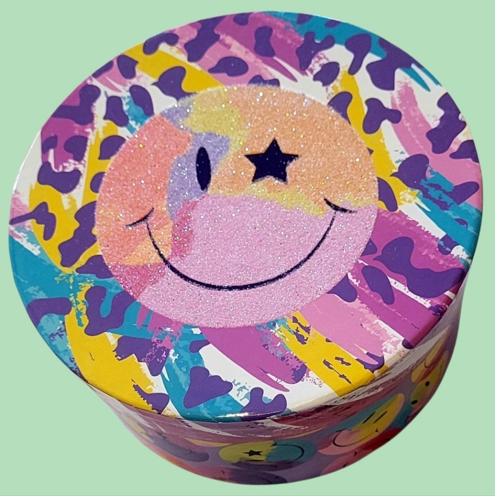 "NEW" SUPER CUTE DECORATIVE ROUND GIFT BOXES GLITTER LIDS 5.5" X 16.5" X 3" - Picture 3 of 10